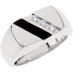 Sterling Silver Men's Onyx & 1/10 CTW Diamond Ring - Moijey Fine Jewelry and Diamonds