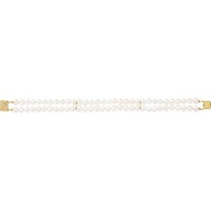 14K Yellow 5-5.5mm Freshwater Cultured Pearl Double Strand 7" Bracelet - Moijey Fine Jewelry and Diamonds