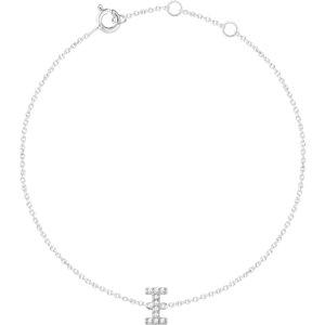 14K White .05 CTW Diamond Initial "I" 6-7" Bracelet - Moijey Fine Jewelry and Diamonds