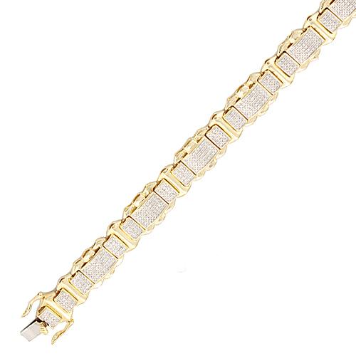 10k Yellow Gold 2.15ctw Micro Pave Diamond Mens Bracelet