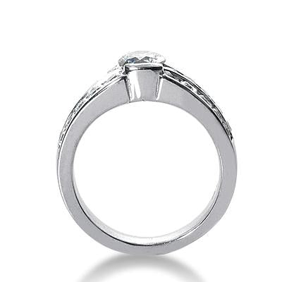 1.5CT Round Real Moissanite Half Bezel Set Engagement Ring 14K White Gold  Plated | eBay