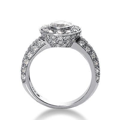 Pave and Bezel-Set Halo Engagement Ring - Moijey Fine Jewelry and Diamonds