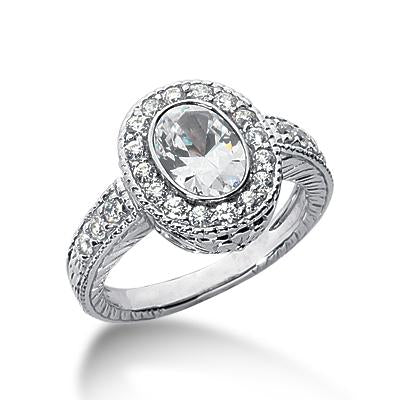 Vintage Bezel Halo Engagement Ring Setting - Moijey Fine Jewelry and Diamonds