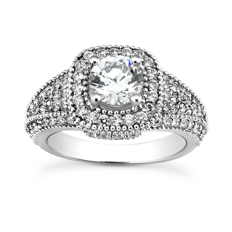 Vintage Pave Halo Engagement Ring Setting