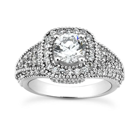 Vintage Pave Halo Engagement Ring Setting - Moijey Fine Jewelry and Diamonds