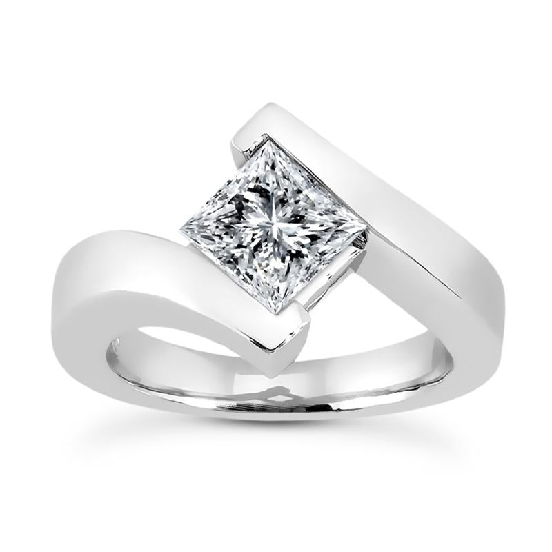 Princess Solitaire Bypass Engagement Ring Setting