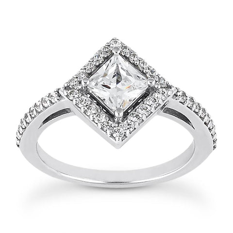 East-West Princess Halo Engagement Ring Setting (5.5mm) - Moijey Fine Jewelry and Diamonds