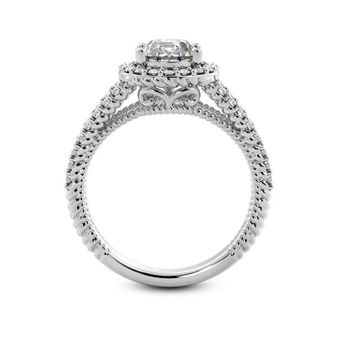 Diamond Encrusted Rope Halo Engagement Ring Setting (6.5mm) - Moijey Fine Jewelry and Diamonds