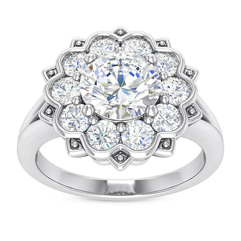 Regal Floral Halo Engagement Ring - Moijey Fine Jewelry and Diamonds