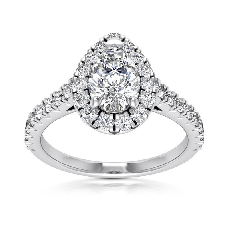 Timeless Pear-Shaped Halo Engagement Ring Setting