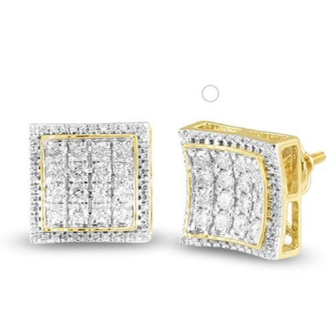 10KY 1.05ctw Diamond Square Shape Concave 3-D Earrings - Moijey Fine Jewelry and Diamonds