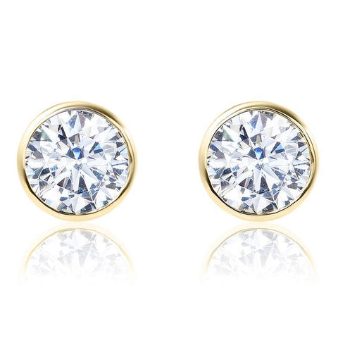 One Carat Bezel Set Diamond Stud Earrings - Moijey Fine Jewelry and Diamonds