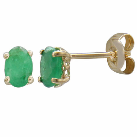 Oval-Shaped Emerald Stud Earrings