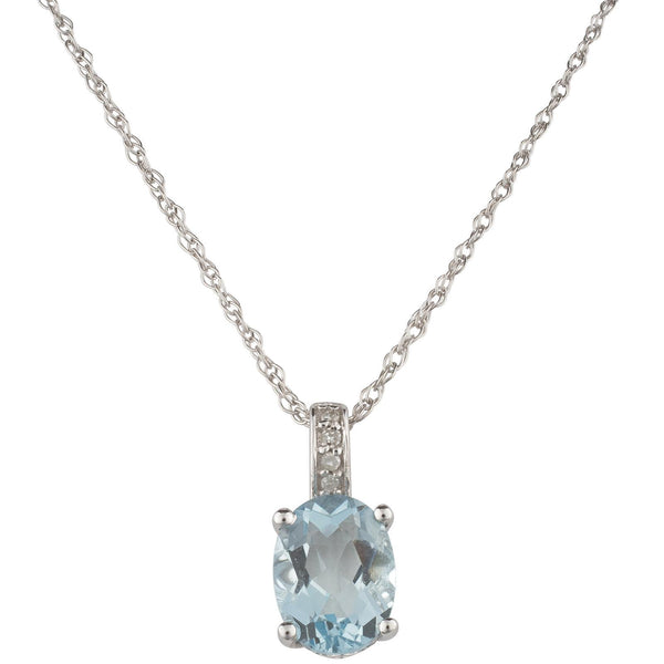 Oval-Shaped Aquamarine and Diamond Necklace
