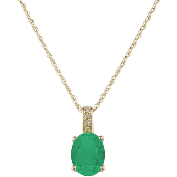 Oval-Shaped Emerald and Diamond Necklace