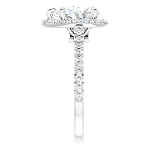 Sweet Pear Platinum Diamond Engagement Ring