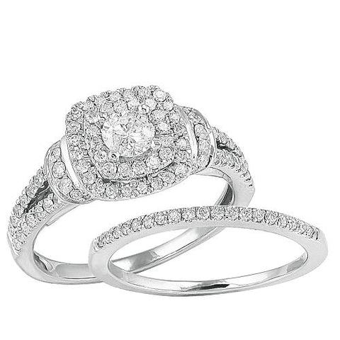 14K White Gold 1.00ctw Round Cut Diamond Bridal Set - Moijey Fine Jewelry and Diamonds