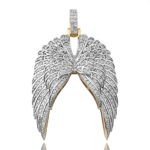 10KY 0.75ctw Diamond Double Angel Wing Pendant - Moijey Fine Jewelry and Diamonds