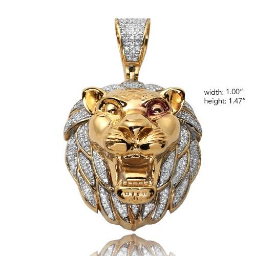10KY 0.50ctw Diamond Lion Head Pendant - Moijey Fine Jewelry and Diamonds