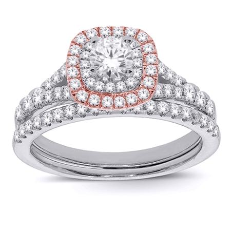Double Halo 1-Ctw Bridal Set - Moijey Fine Jewelry and Diamonds