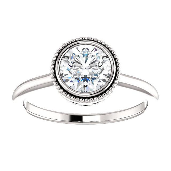 Milgrain Bezel Round Engagement Ring Mounting - Moijey Fine Jewelry and Diamonds