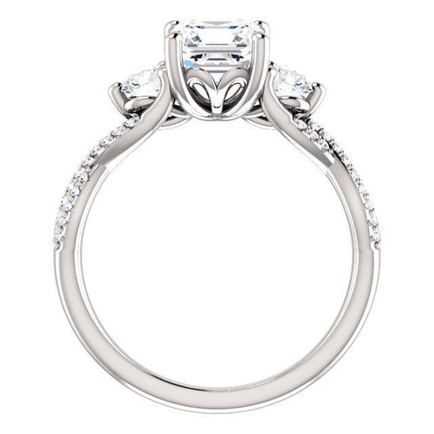 14K White 6x6mm Asscher Engagement Ring Mounting - Moijey Fine Jewelry and Diamonds