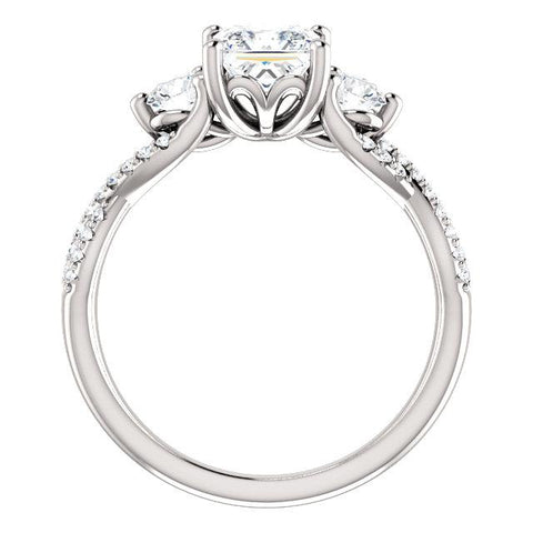 Infinite Princess Three-Stone Engagement Ring Setting (5.5mm) - Moijey Fine Jewelry and Diamonds