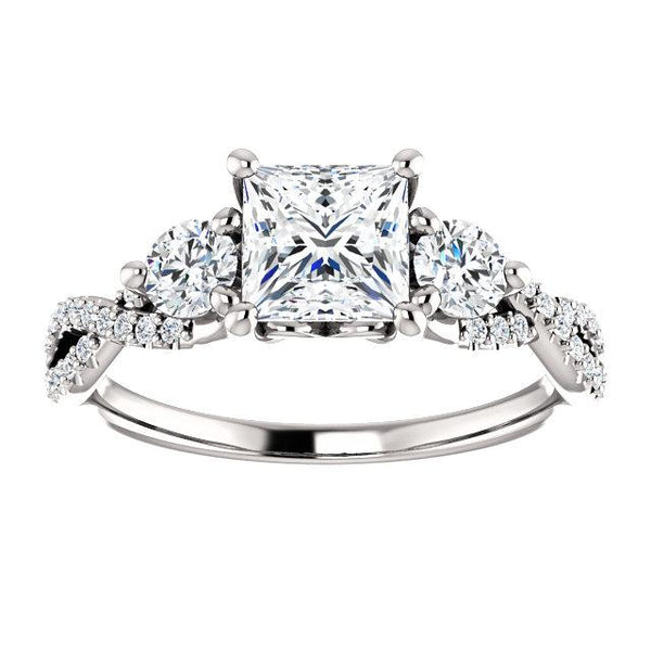 Infinite Princess Three-Stone Engagement Ring Setting (5.5mm) - Moijey Fine Jewelry and Diamonds