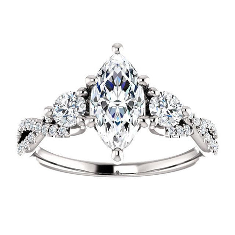 Infinite Three-Stone Marquise Engagement Ring Setting (10x5mm) - Moijey Fine Jewelry and Diamonds