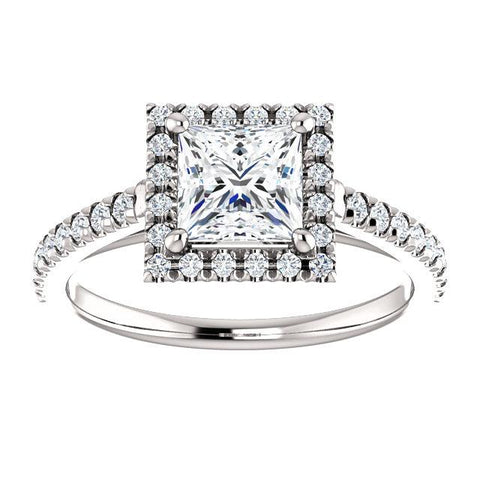 Princess French-Set Halo Engagement Ring Setting (5.5mm) - Moijey Fine Jewelry and Diamonds