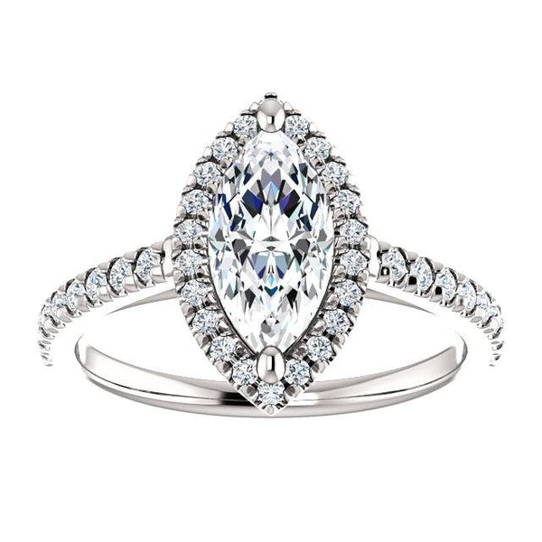Marquise French-Set Halo Engagement Ring Setting (10x5mm) - Moijey Fine Jewelry and Diamonds