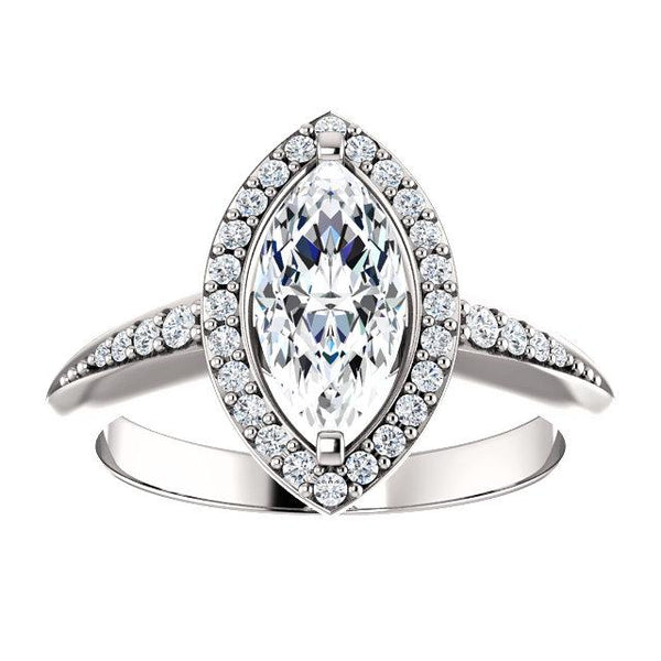Knife-Edge Halo Marquise Engagement Ring Setting (10x5mm) - Moijey Fine Jewelry and Diamonds