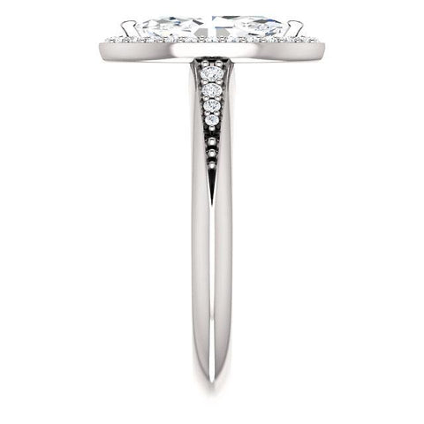 Knife-Edge Halo Marquise Engagement Ring Setting (10x5mm) - Moijey Fine Jewelry and Diamonds