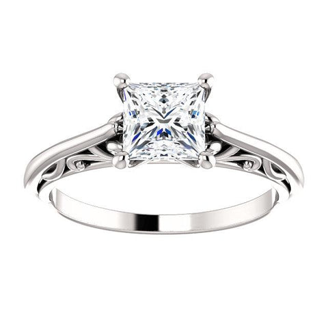 14K White 5.5mm Square Solitaire Engagement Ring Mounting - Moijey Fine Jewelry and Diamonds