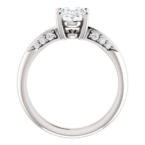 14K White 8x6mm Oval Engagement Ring Mounting - Moijey Fine Jewelry and Diamonds
