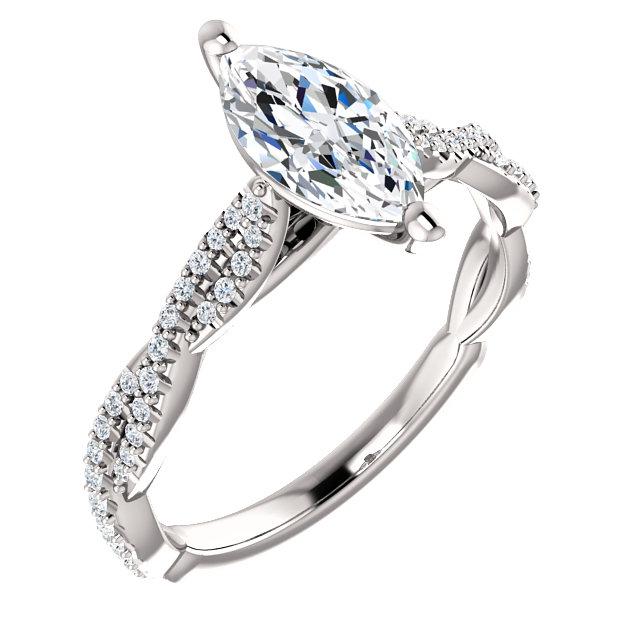 Infinity-Inspired Marquise Engagement Ring Setting (10x5mm) - Moijey Fine Jewelry and Diamonds
