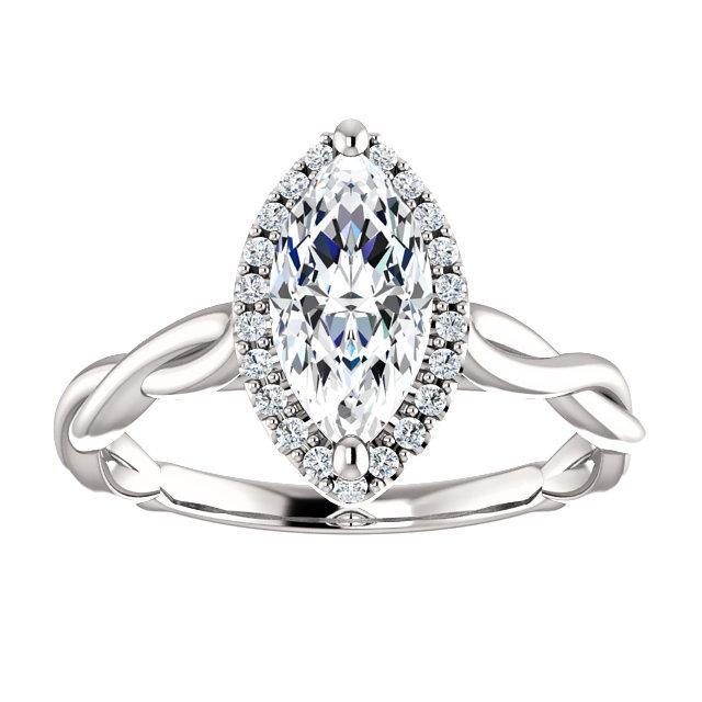 Twisted Halo Marquise Engagement Ring Setting (10x5mm)