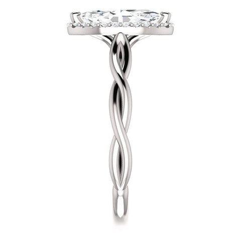 Twisted Halo Marquise Engagement Ring Setting (10x5mm) - Moijey Fine Jewelry and Diamonds