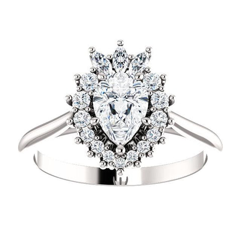 14K White 7x5mm Pear 1/4 CTW Diamond Semi-Set Engagement Ring - Moijey Fine Jewelry and Diamonds