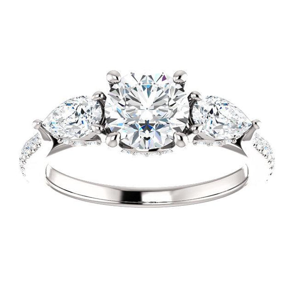 Three-Stone French-Set Engagement Ring Setting