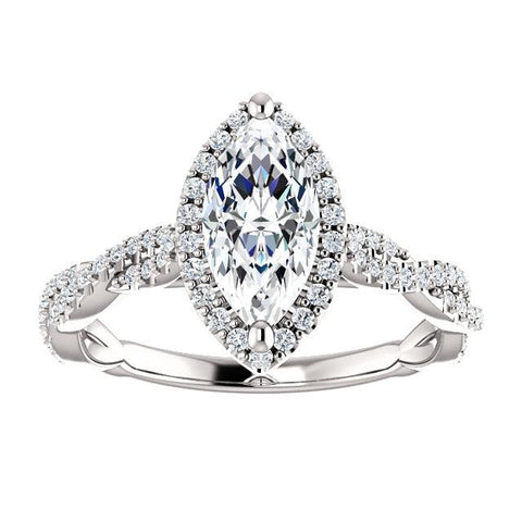 Sparkling Infinity Halo Marquise Engagement Ring Setting (10x5mm) - Moijey Fine Jewelry and Diamonds