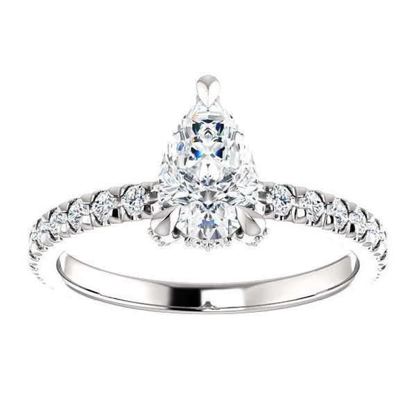 Entouré Pear Engagement Ring Setting (8x5mm) - Moijey Fine Jewelry and Diamonds