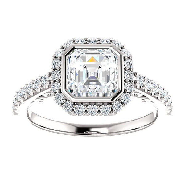 14K White 6x6mm Asscher Engagement Ring Mounting - Moijey Fine Jewelry and Diamonds