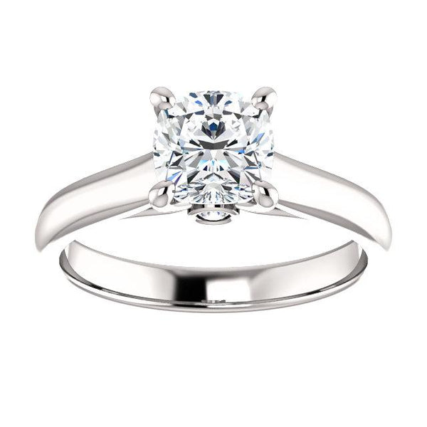 14K White 6x6 mm Cushion .04 CTW Diamond Semi-set Engagement Ring