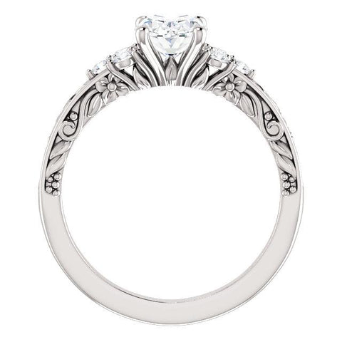 Floral 1/5 CTW Diamond Semi-Set Engagement Ring - Moijey Fine Jewelry and Diamonds
