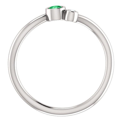 Bezel-Set Emerald & .02 CTW Diamond Two-Stone Ring - Moijey Fine Jewelry and Diamonds