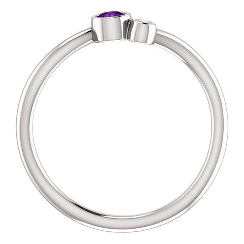Amethyst & .02 CTW Diamond Two-Stone Bezel-Set Ring - Moijey Fine Jewelry and Diamonds