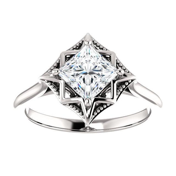 Fancy Princess Solitaire Engagement Ring Setting (5.5mm) - Moijey Fine Jewelry and Diamonds