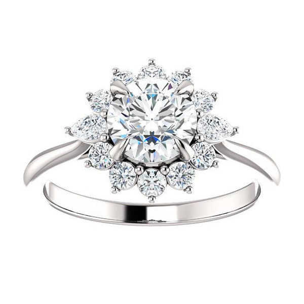 Diamond Flower Engagement Ring Setting - Moijey Fine Jewelry and Diamonds