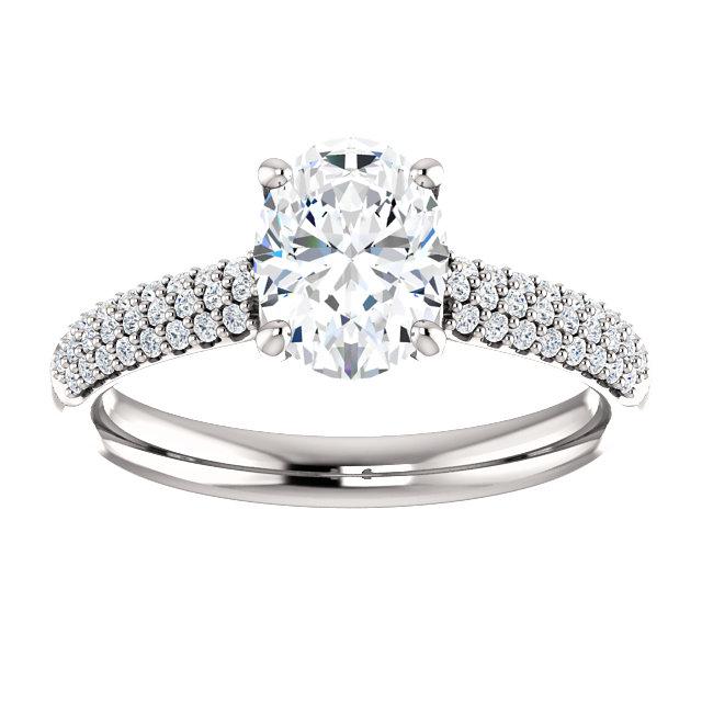 Airy Oval Pave Engagement Ring Setting